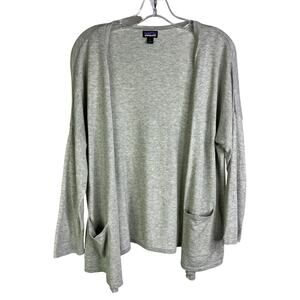 Patagonia Cardigan Sweater Womens L Heather Gray Cotton Long Sleeve Open Front